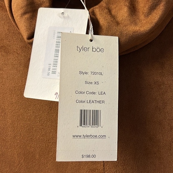 NWT TYLER BOE Faux Suede Kim Cowl Neck Size XS / Can fit small - Pit 19” - Brown - Picture 8 of 11